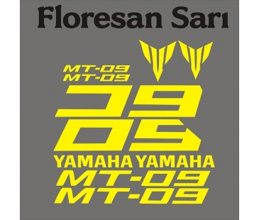 Yamaha Mt09 floresan sarı sticker,mt 09 sticker set